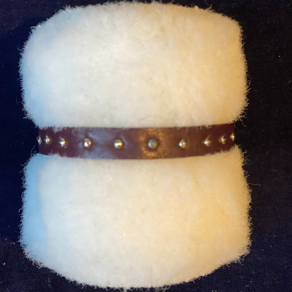 Vintage J. Crew Brown Leather and Stainless Studded Magnetic Bracelet - Picture 3 of 7